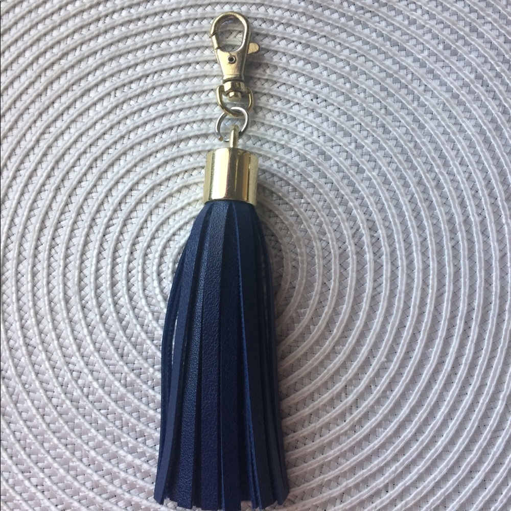 Navy blue leather tassel